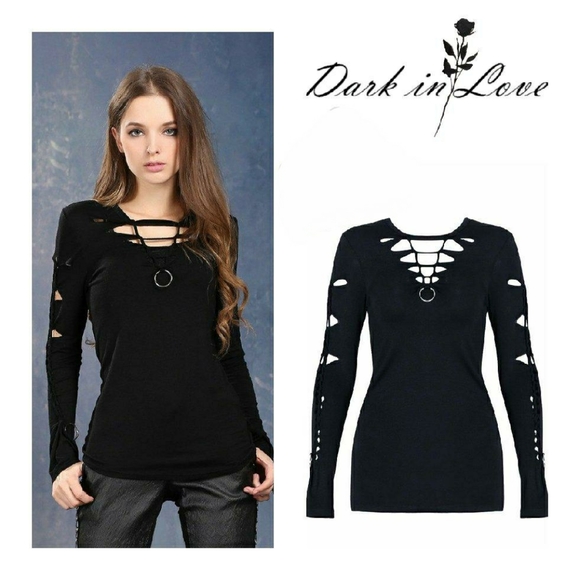Tops - Dark Love Twisted Ring Top